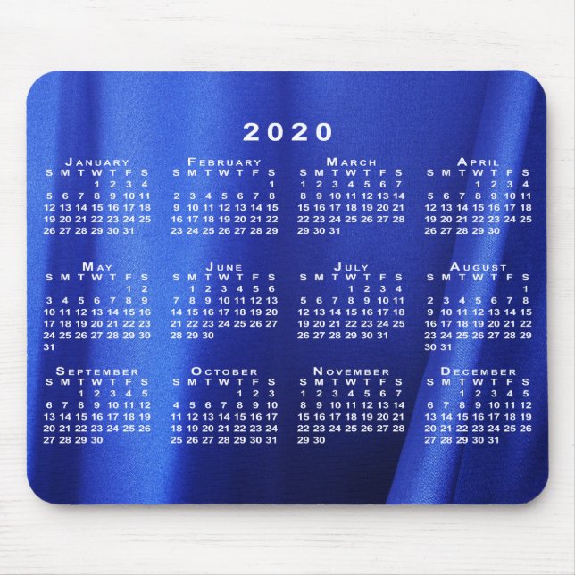 Kalender 2020 zum Abstrakten Foto für blaue Seide Mousepad (Vorne)
