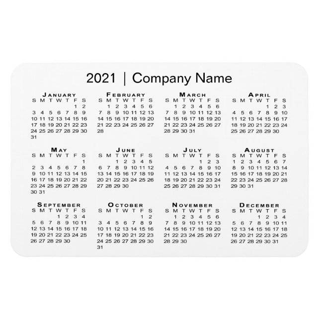 Kalender 2021 mit Firmenname White Magnet (Horizontal)