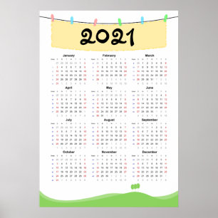 Kalender 2021 Poster - Sonntag start