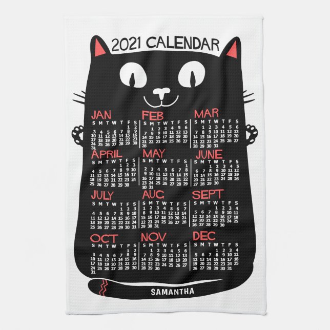 Kalender 2021 (Siehe Beschreibung der neuen Versio Geschirrtuch (Vertikal)