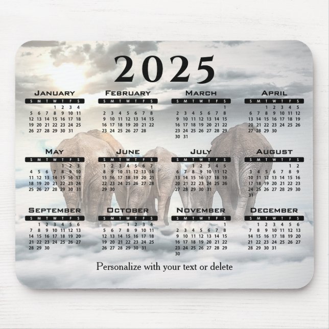 Kalender 2022 - Elefantenfamilie Hintern  Mousepad (Vorne)