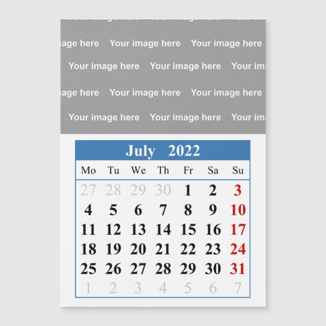 Kalender 2022 Juli Magnetkarte (Vorderseite)