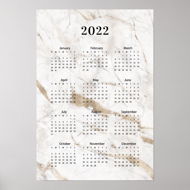 Kalender 2022 Marmorplakat Poster (Vorne)