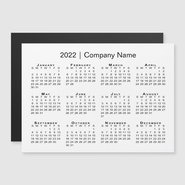 Kalender 2022 mit Firmenname White Magnet (Vorne/Hinten)