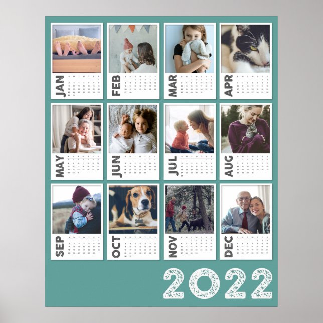 Kalender 2022 Modernes Foto Collage Poster (Vorne)