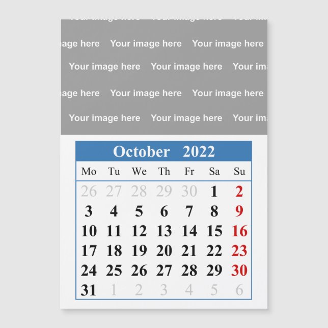 Kalender 2022 Oktober Magnetkarte (Vorderseite)