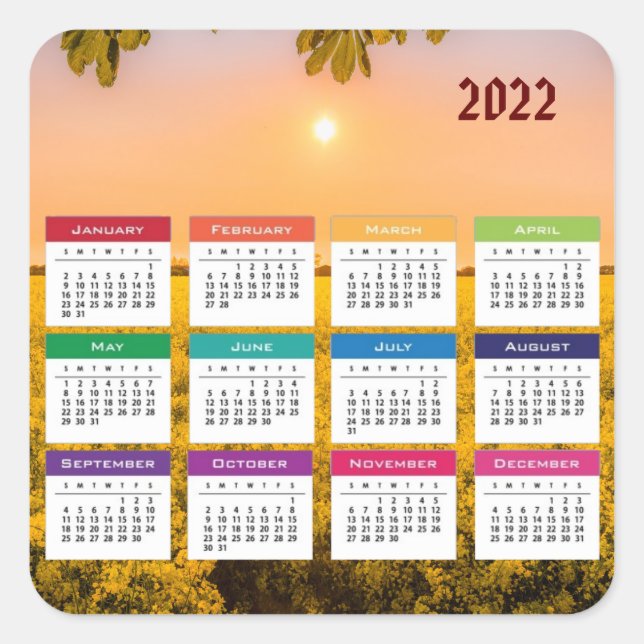 Kalender 2022 quadratischer aufkleber (Vorderseite)