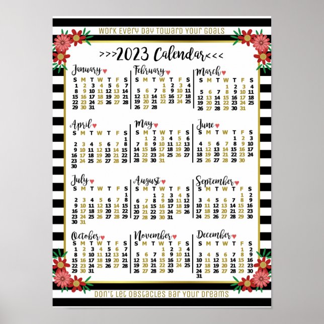 Kalender 2023 - Blumenmuster | Benutzerdefinierter Poster (Vorne)