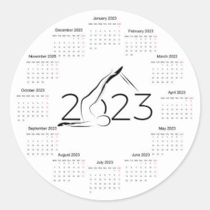 Kalender 2023 für Pilates-Lehrer Große Uhr Runder Aufkleber