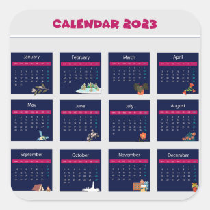 Kalender 2023 quadratischer aufkleber