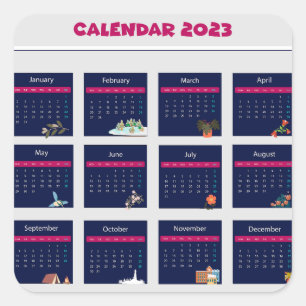 Kalender 2023 quadratischer aufkleber