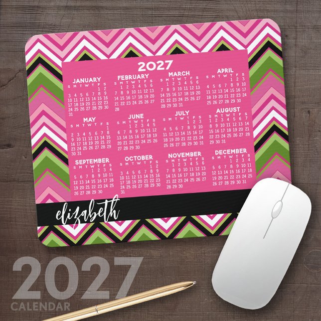 Kalender 2023 - riesige, farbenfrohe Zickzack Dars Mousepad (2027 Calendar Mousepad)
