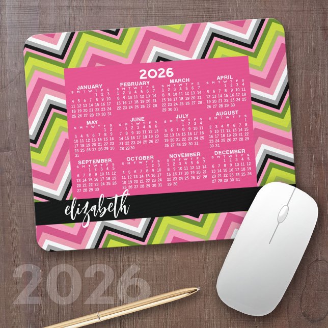 Kalender 2023 - riesige, farbenfrohe Zickzack Dars Mousepad (2026 Calendar)