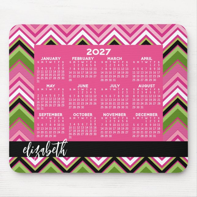 Kalender 2023 - riesige, farbenfrohe Zickzack Dars Mousepad (Vorne)