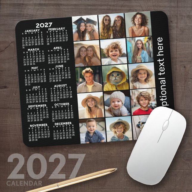 Kalender 2023 - Schwarz, 15 Foto Mousepad (2027 Calendar Mousepad)