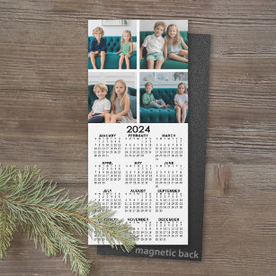 Kalender 2024 - 4 Schwarz-weißes Bild Collage Magnetkarte