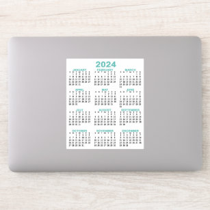 Kalender 2024 für die vollständige Jahresansicht - Aufkleber