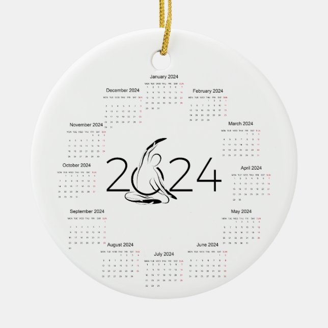 Kalender 2024 für Pilates-Ausbilder Keramik Ornament (Vorne)