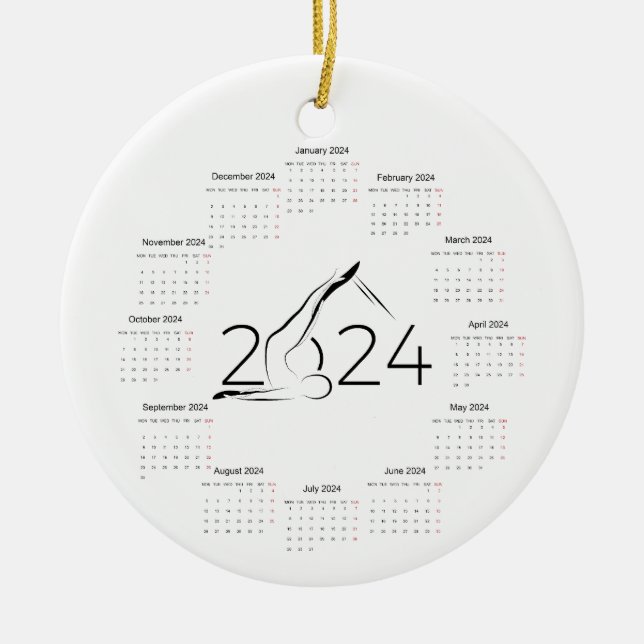 Kalender 2024 für Pilates-Ausbilder Keramik Ornament (Vorne)