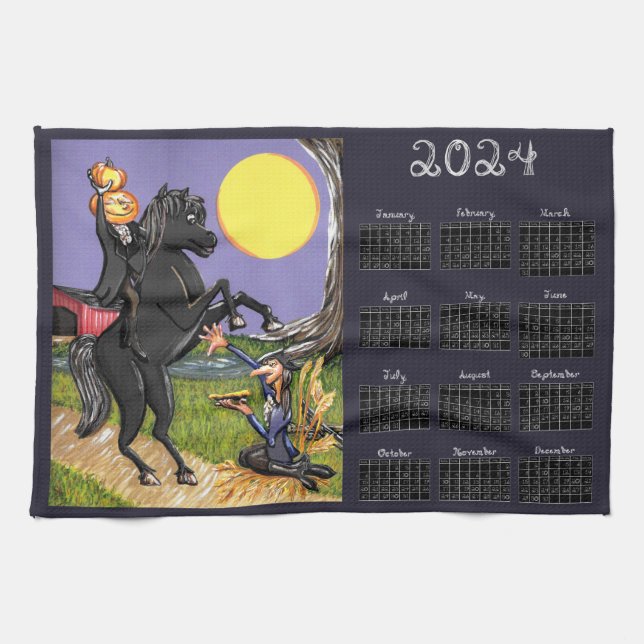 Kalender 2024 Heiliges Heiliges kopfloses Pferd Geschirrtuch (Horizontal)