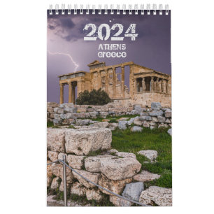 Kalender 2024 Jahr mit Foto von Athen, Griechenlan