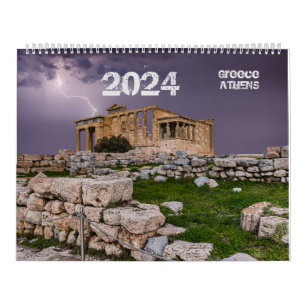 Kalender 2024 Jahr mit Foto von Athen, Griechenlan
