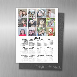 Kalender 2024 mit 12 Fotomaterial - Schwarz-weiß Magnetisches Trockenlöschblatt