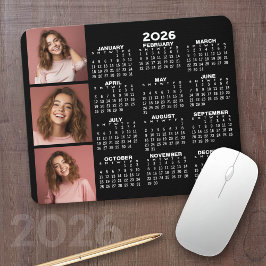 Kalender 2024 mit 3 FotoCollage - schwarz Mousepad