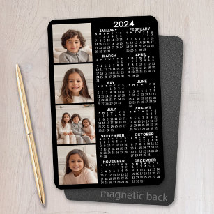 Kalender 2024 mit 4 FotoCollage - schwarz Magnet