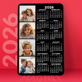 Kalender 2024 mit 4 FotoCollage - schwarz Magnet