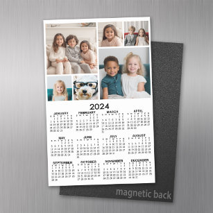 Kalender 2024 mit 6 Fotomaterial - Schwarz-weiß Magnetisches Trockenlöschblatt
