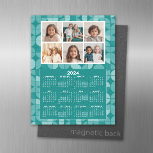 Kalender 2024 mit 6 Fotos - aquamarines cm Muster Magnetisches Trockenlöschblatt