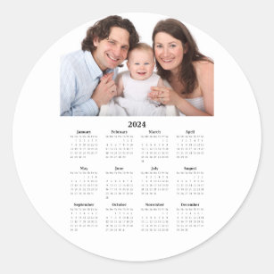 Kalender 2024 mit benutzerdefiniertem Foto Runder Aufkleber