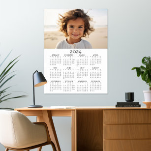 Kalender 2024 mit Foto Basic Gray White Poster
