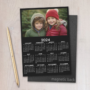 Kalender 2024 mit Foto Basic Schwarz-weiß Magnet