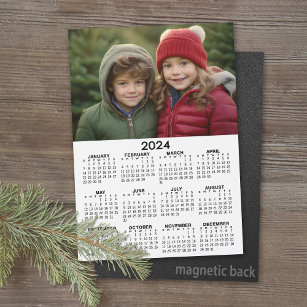 Kalender 2024 mit Foto Basic Schwarz-weiß Magnet