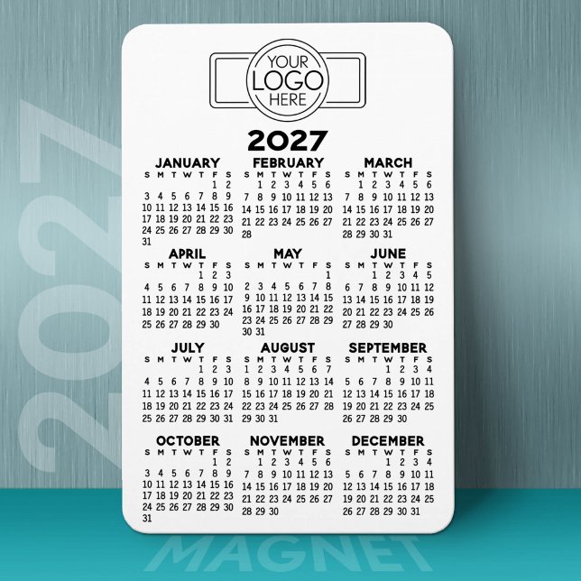 Kalender 2024 mit Schwarz-weißem Minimalwert für L Magnet (2027 Calendar on a Magnet)