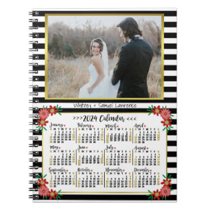 Kalender 2024 - Preppy Floral Stripes   FOTO Notizblock