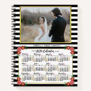 Kalender 2024 - Preppy Floral Stripes   FOTO Notizbuch
