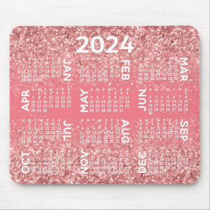 Kalender 2024 - Rosa Glitzer Mousepad