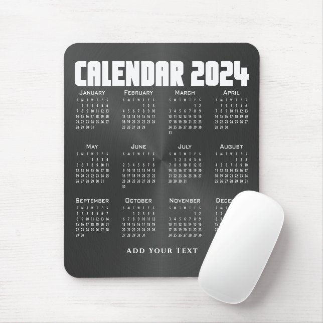 Kalender 2024 - Schwarz Mousepad (Mit Mouse)