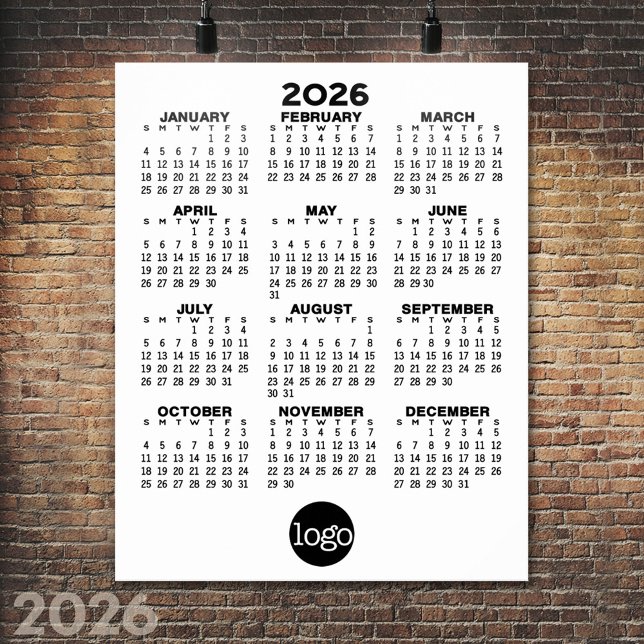 Kalender 2024 - Schwarz-weiße Basishöchstbeträge Poster (2026 Calendar Poster)