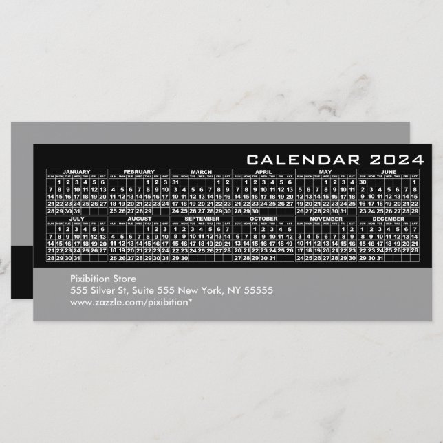 Kalender 2024 - Schwarze Visitenkarte (Vorne/Hinten)