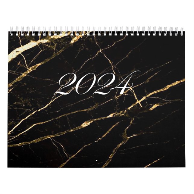 Kalender 2024 Schwarzer Marmor mit Gold (Titelbild)