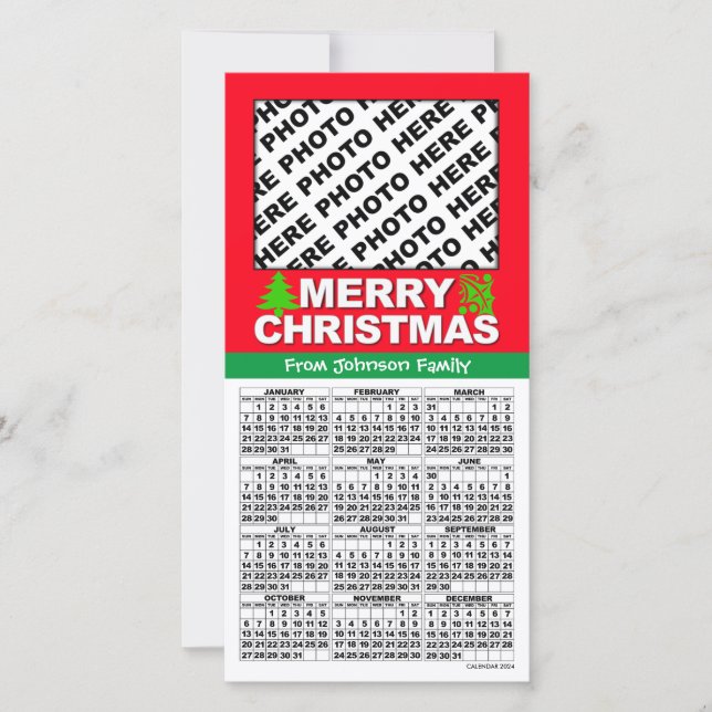 Kalender 2024 Weihnachten 4 Fotos Karte hinzufügen (Vorderseite)