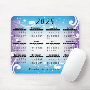 Kalender 2025 Blau und Lila - Jahr Mousepad