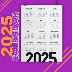 Kalender 2025 - elegant weiß magneteinladung