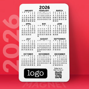 Kalender 2025 mit Business-Logo und QR-Code Magnet