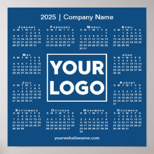Kalender 2025 mit Firmenlogo und Name Blau Poster