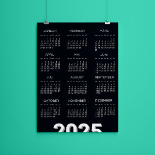 Kalender 2025 Schwarz/Weiß Einladung
